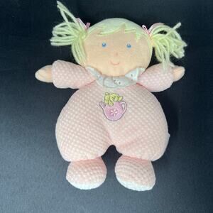 Prestige‎ Baby Doll Plush Pink Rattle Blond Hair Pig Tails Blue Eyes Style 4466